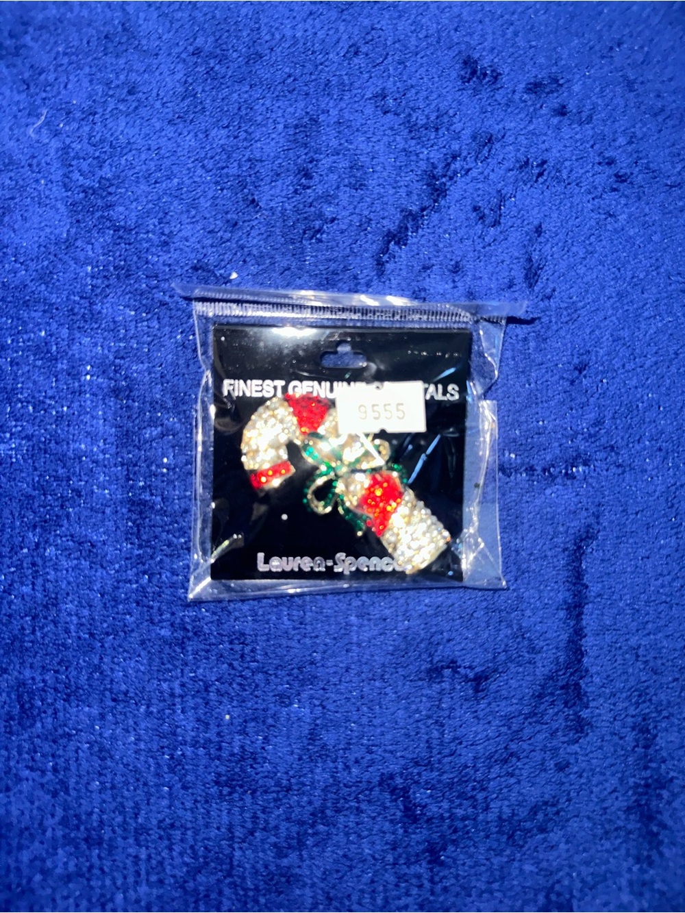 Vintage Laura Spencer Red & White Candy Cane Holiday Brooch Pin NWT Christmas